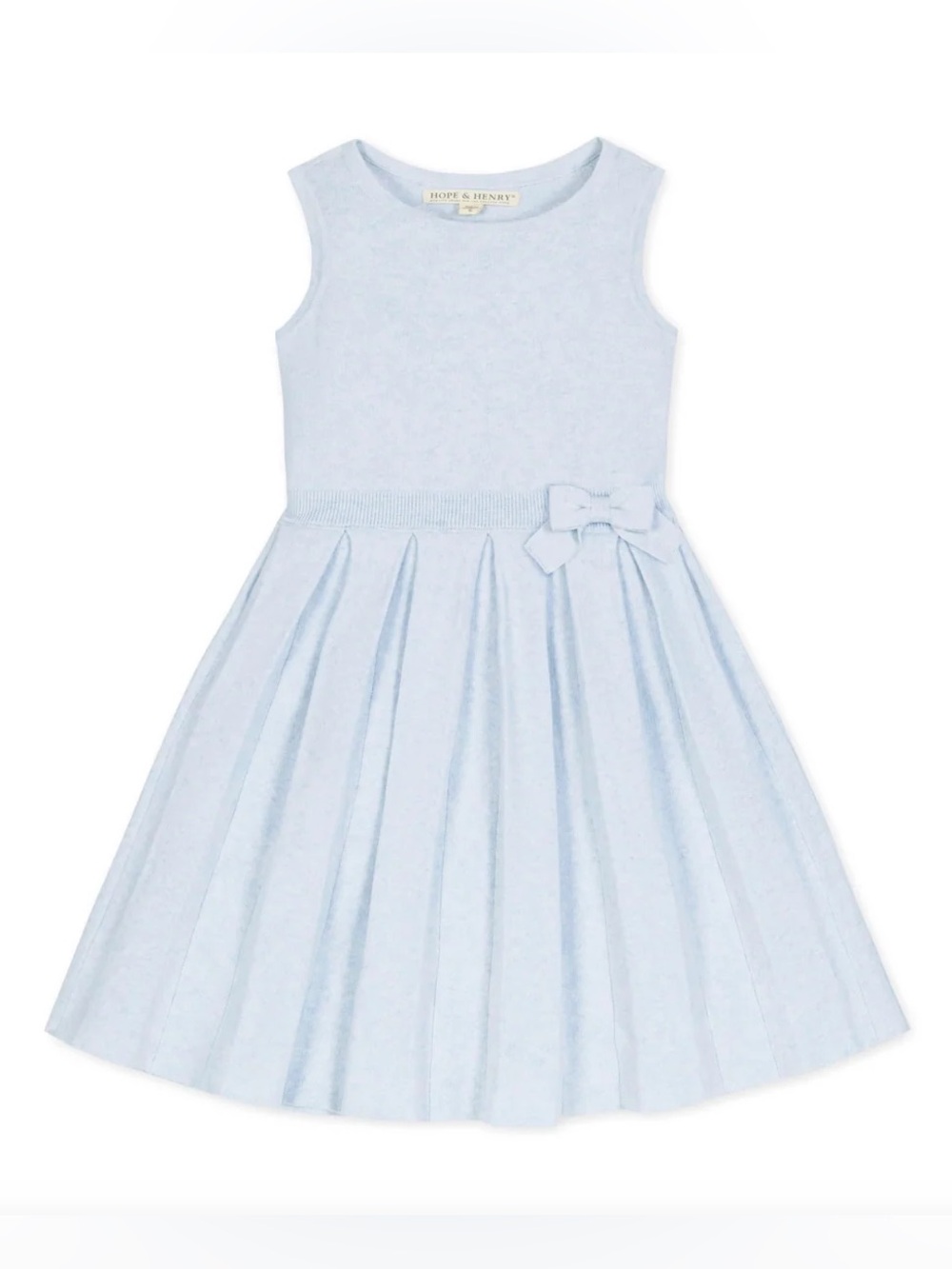 LIGHT BLUE PLEATED KNIT DRESS - HOPE & HENRY